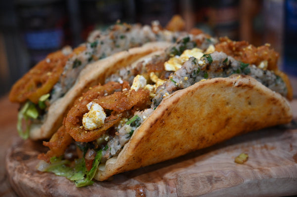 $10,000 World Championship Sandwich Recipe - Mediterranean Chicken Kafta Pita with Goat Cheese Tzatziki and Curried Onions.